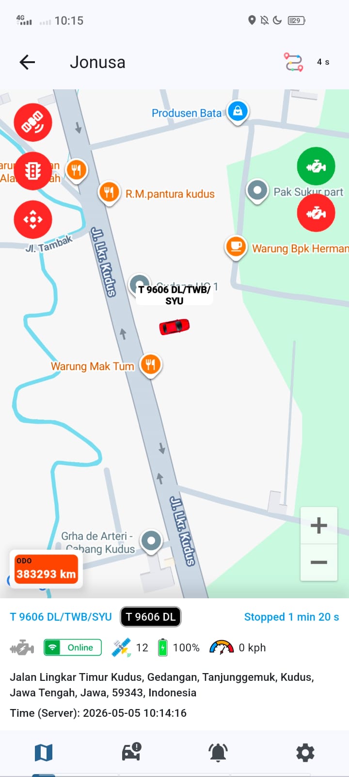 Tampilan Jendela Tentang GPS Server