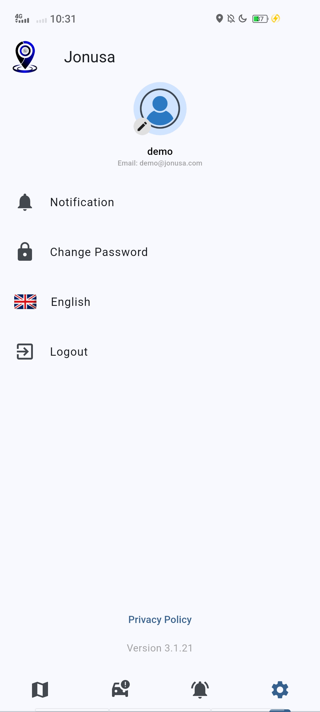 Tampilan Jendela Tentang GPS Server